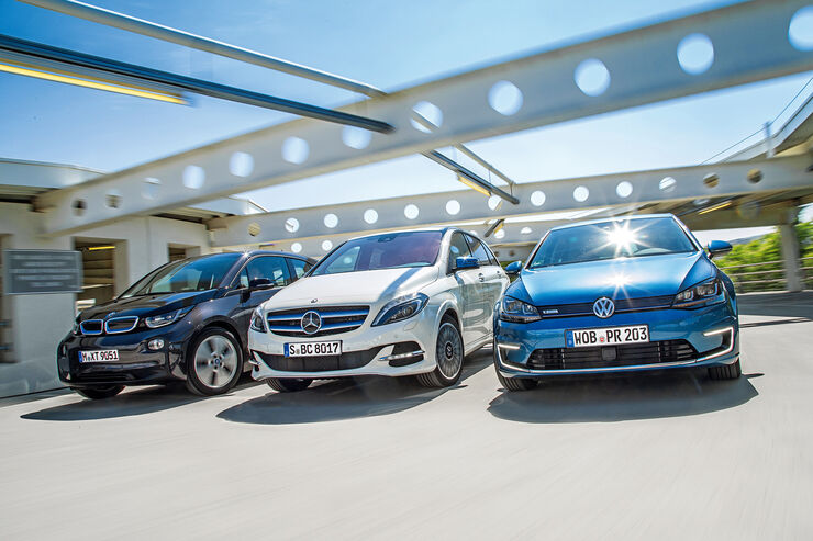 BMW I3, Mercedes B-Klasse Electric Drive, VW E-Golf Test - Auto Motor ...